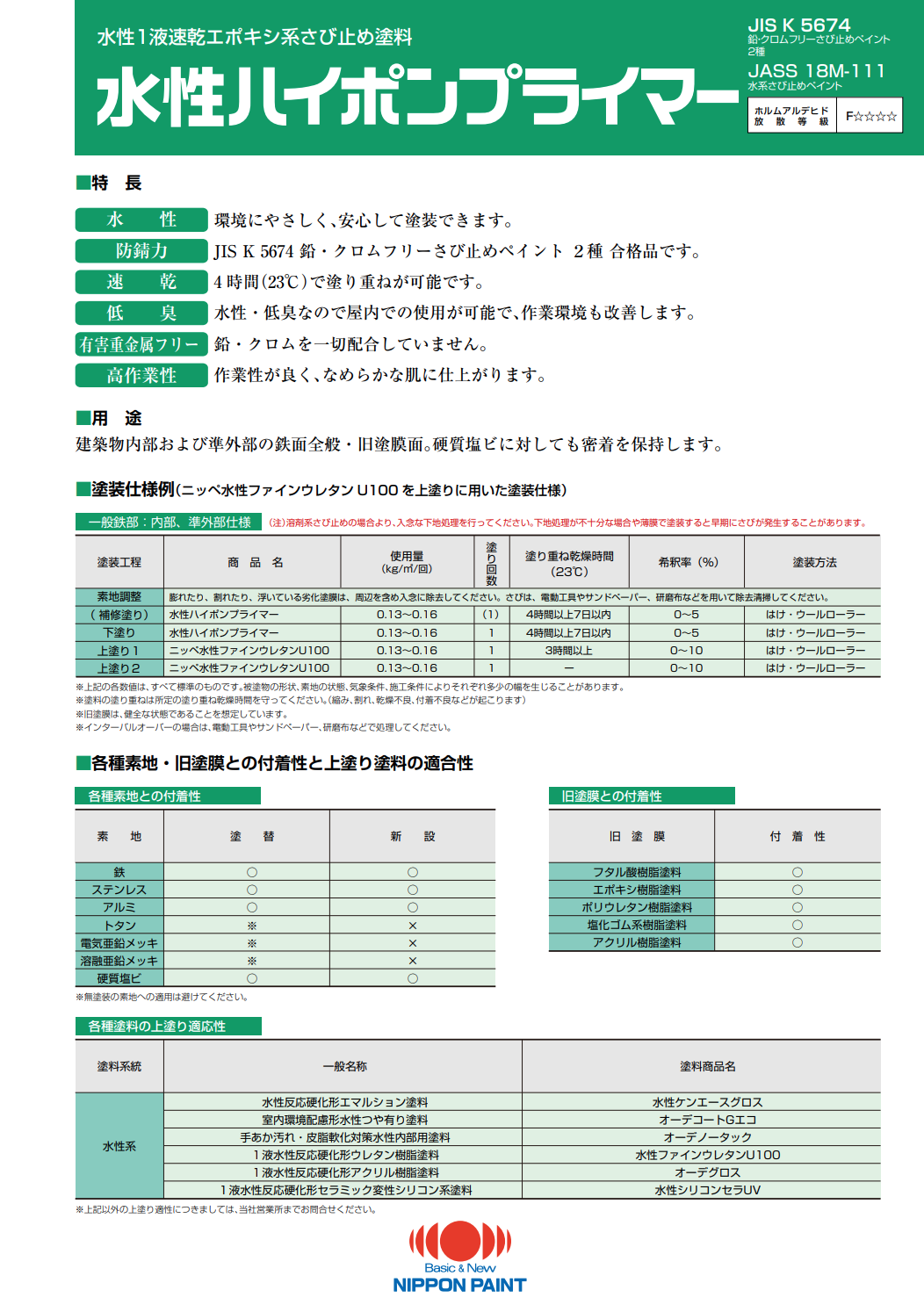 日本ペイント 水性反応硬化型エマルション塗料 水性ケンエース 白 16kg - 1