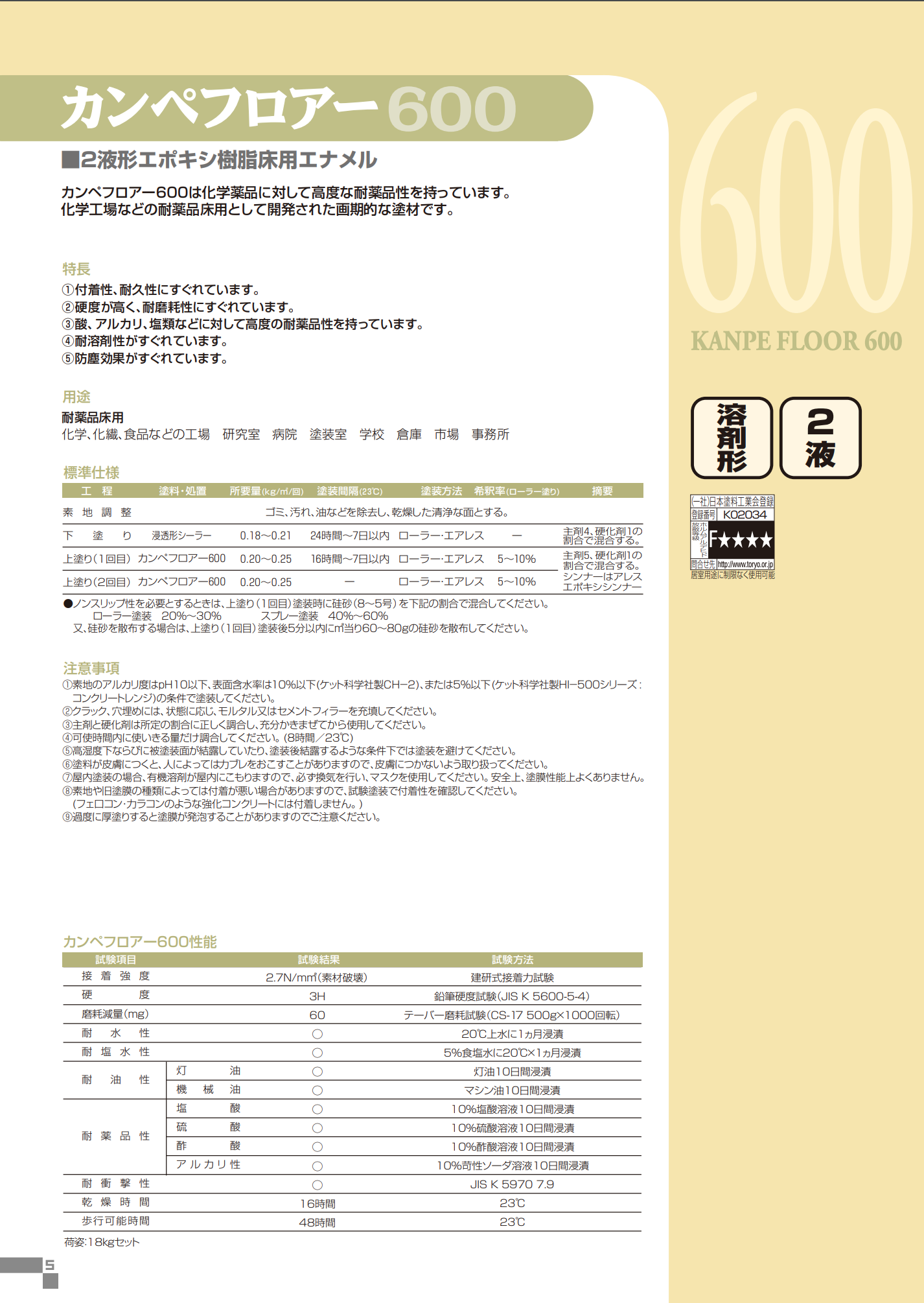 カンペフロアー100 16KG ＃コンクリート、アスファルト ＃速乾性に優れる水性床用塗料 塗膜硬度が高く、汚れや傷がつきにくい –  塗料通販・ペンキ販売のPaintStore.JP