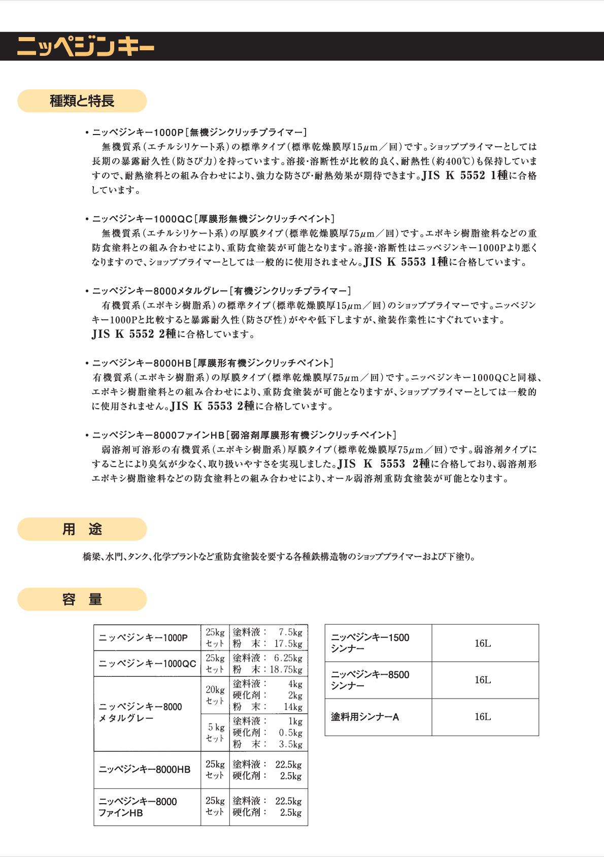 ニッペジンキー8500専用シンナー ＃有機ジンクリッチプライマー ＃日本