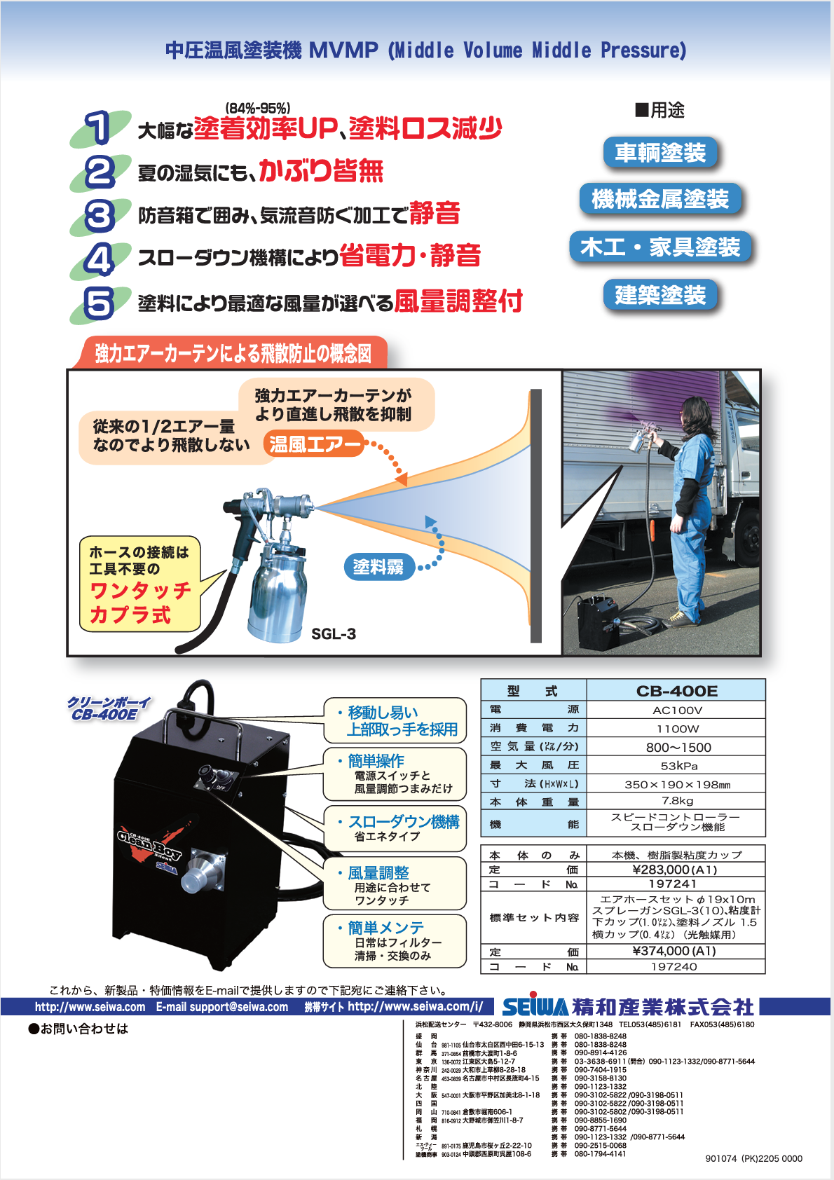 ☆品☆SEIWA 精和 CleanBoy クリーンボーイ 低圧高塗着塗装機 CB-400E エアタンク 100V 65923