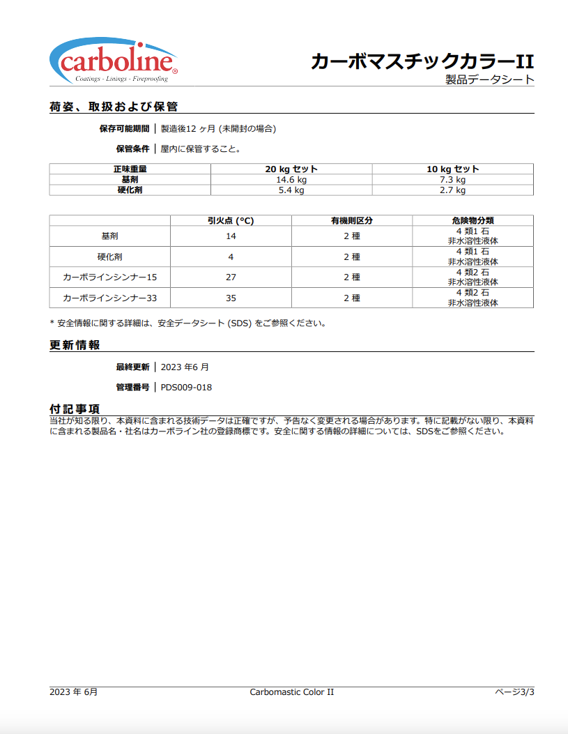 カーボマスチックカラーⅡ ＃厚膜形エポキシ樹脂塗料 ＃ジャパンカーボライン – 塗料通販・ペンキ販売のPaintStore.JP